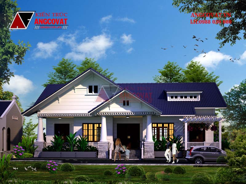 Phối cảnh 2: Hình ảnh mẫu thiết kế biệt thự 1 tầng 4 phòng ngủ