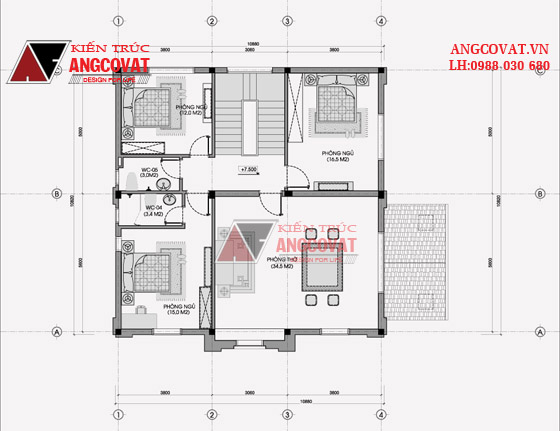 Thiết kế mẫu biệt thự 3 tầng 2 mặt tiền diện tích 120m2 cổ điển đẹp BT11265