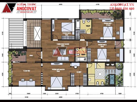 Mẫu biệt thự 3 tầng 4 phòng ngủ, lệch tầng diện tích 200m2 BT58415