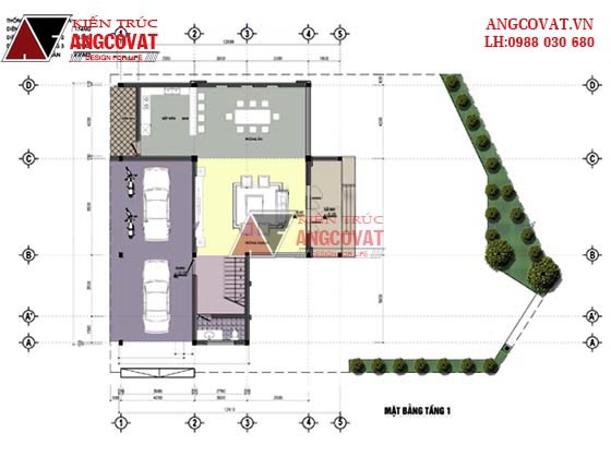Design mẫu biệt thự 3 tầng diện tích 140m2, hình chữ L đẹp BT11415