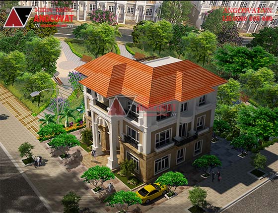 Thiết kế mẫu biệt thự 3 tầng kích thước 12x10m có gara kiểu tân cổ điển đẹp BT11645