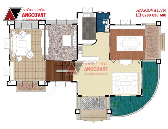Design mẫu biệt thự 3 tầng kích thước 12x16m phong cách mái dốc BT2755