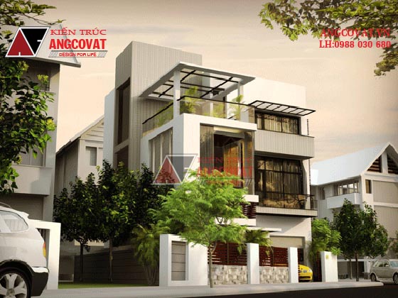 Design mẫu biệt thự 3 tầng mặt tiền 9m phong cách hiện đại đẹp tại Hải Phòng BT71755