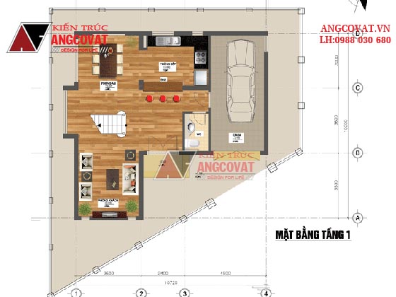 Design mẫu biệt thự 3 tầng mặt tiền 9m phong cách hiện đại đẹp tại Hải Phòng BT71755