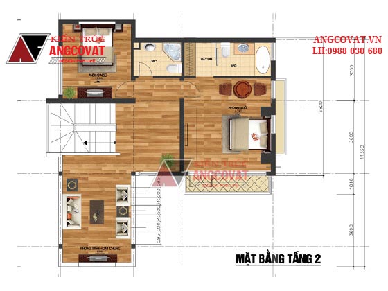 Design mẫu biệt thự 3 tầng mặt tiền 9m phong cách hiện đại đẹp tại Hải Phòng BT71755