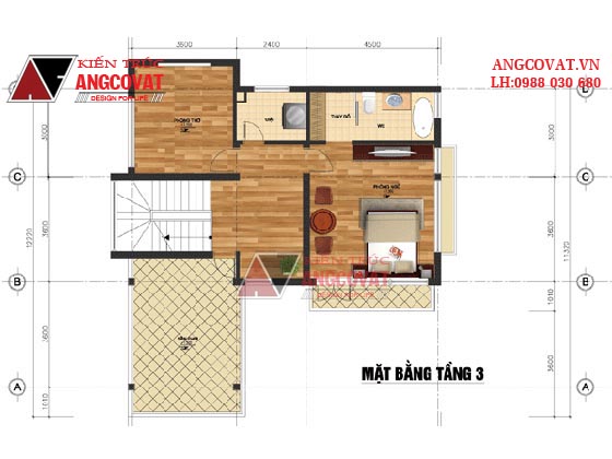 Design mẫu biệt thự 3 tầng mặt tiền 9m phong cách hiện đại đẹp tại Hải Phòng BT71755