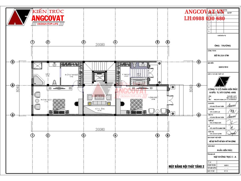 Mặt bằng tầng 4 - Thiết kế bản vẽ nhà mặt tiền 8m diện tích 160m2