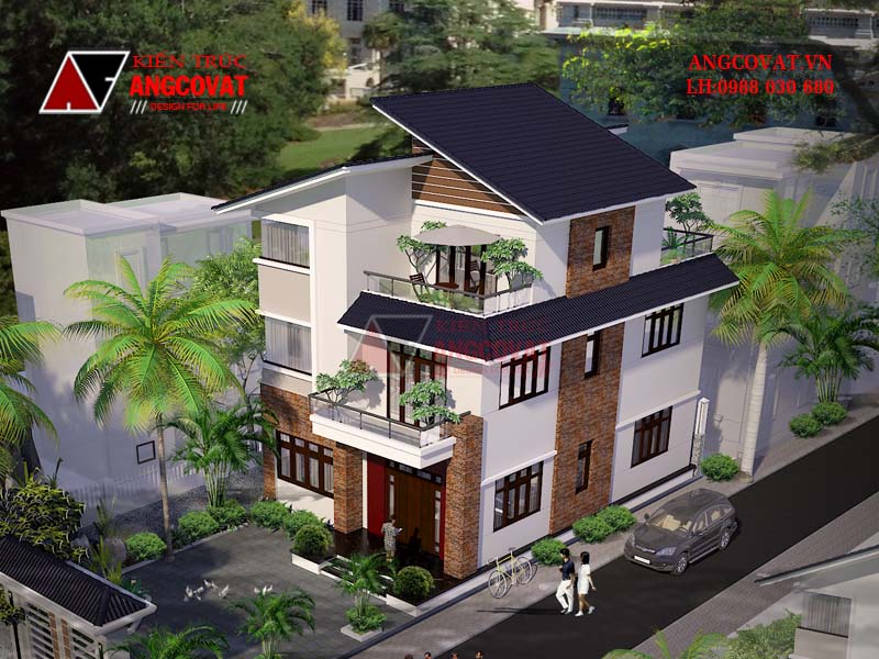 Phối cảnh 2 - hình ảnh xây nhà 2 tầng 90m2 mặt tiền 8m đẹp 2