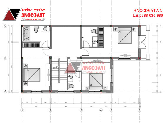 Bản vẽ kiến trúc nhà 3 tầng 9x15m 4 phòng ngủ phong cách tân cổ điển đẹp ở Hà Nội BT51255