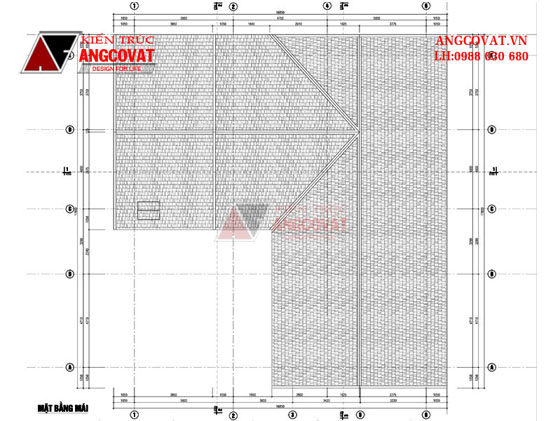 Mặt bằng mái bản vẽ nhà cấp 4 4 phòng ngủ