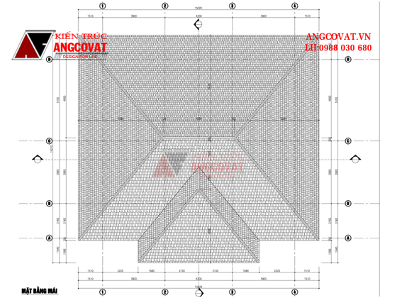 Mặt bằng mái xây nhà cấp 4 3 phòng ngủ