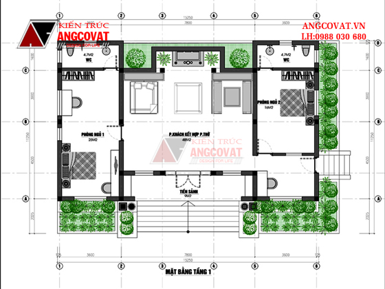 Mặt bằng mẫu nhà cấp 4 150m2