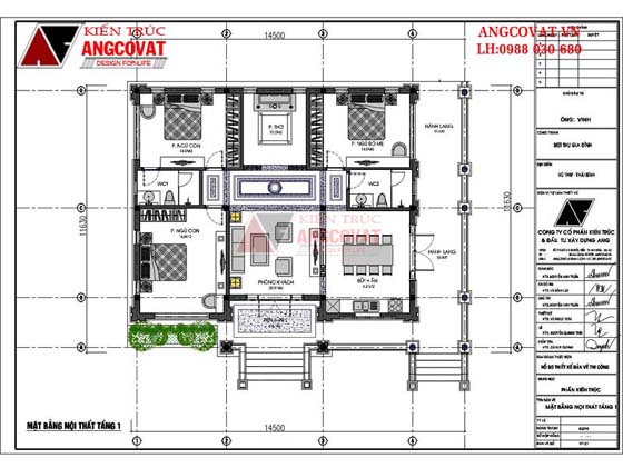 Mặt bằng mẫu nhà cấp 4 đẹp 120m2 2