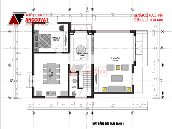 Mặt bằng mẫu nhà đẹp 3 tầng 100m2 1