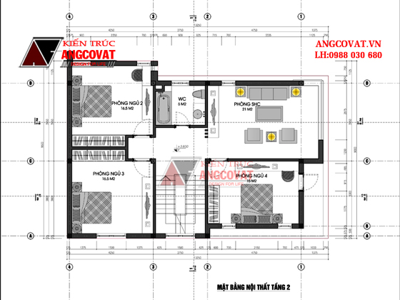 Mặt bằng mẫu nhà đẹp 3 tầng 100m2 2