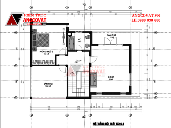 Mặt bằng mẫu nhà đẹp 3 tầng 100m2 3