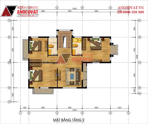 Mặt bằng nhà 2 tầng mặt tiền 10m 2