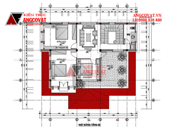 mặt bằng nhà 2 tầng phong cách hiện đại 2