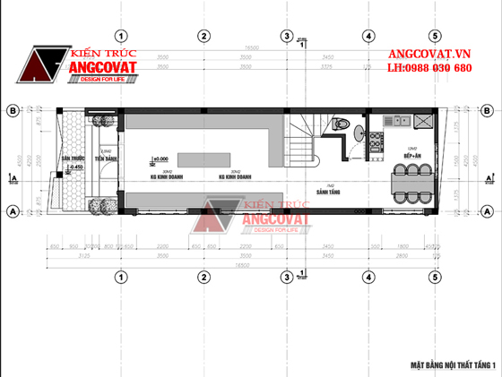 Mặt bằng nhà 3 tầng 70m2 1