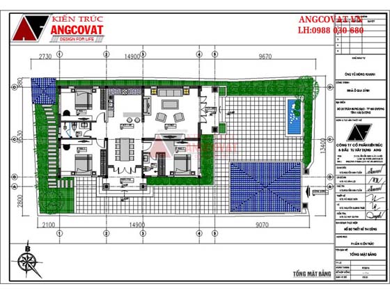 mặt bằng tổng thể mẫu nhà 1 tầng đẹp 3 phòng ngủ ở nông thôn với diện tích 120m2