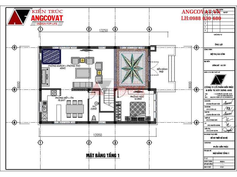 Mặt bằng chi tiết bản vẽ xây nhà 2 tầng 90m2 mặt tiền 8m đẹp 2