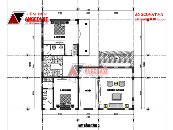 Mặt bằng xây nhà 2 tầng diện tích 100m2 2