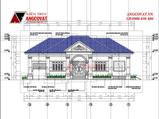 Mặt đứng mẫu nhà diện tích 200m2 cổ điển