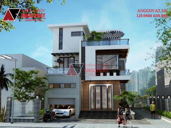 Design mẫu biệt thự 3 tầng mái bằng diện tích 8,5x13m hiện đại tại Quảng Ninh BT21855