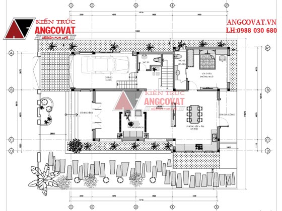 Design mẫu biệt thự 3 tầng mái bằng diện tích 8,5x13m hiện đại tại Quảng Ninh BT21855