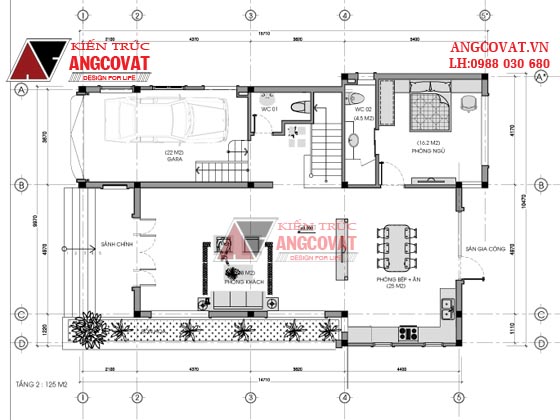 Design mẫu biệt thự 3 tầng mái bằng diện tích 8,5x13m hiện đại tại Quảng Ninh BT21855