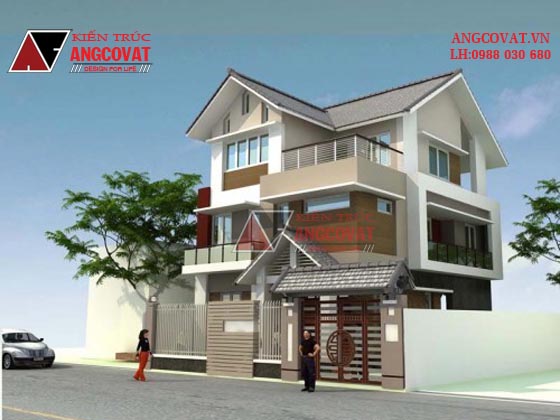 Design mẫu biết thự mặt tiền 8m 3 tầng phong cách hiện đại đẹp tại Điện Biên BT11755