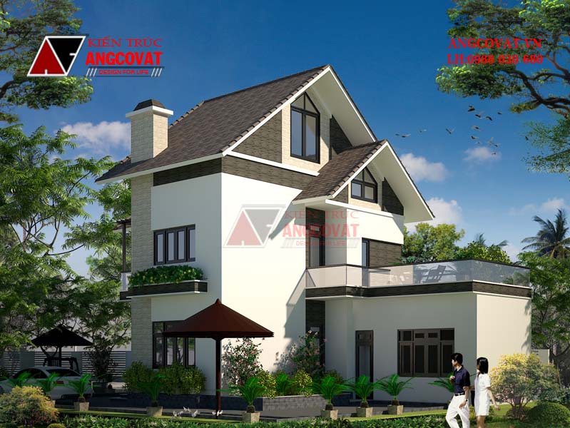 Mẫu thiết kế biệt thự mini 2 tầng đẹp 80m2