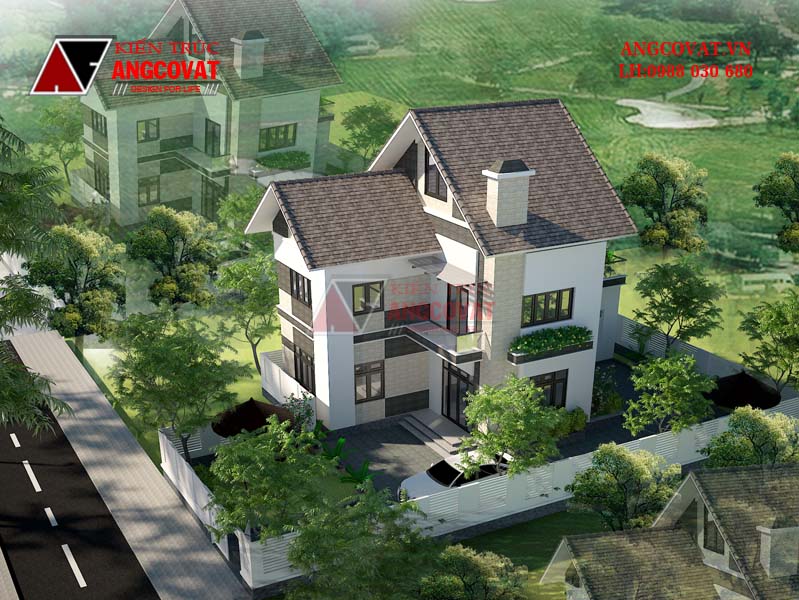 Mẫu thiết kế biệt thự mini 2 tầng diện tích 80m2