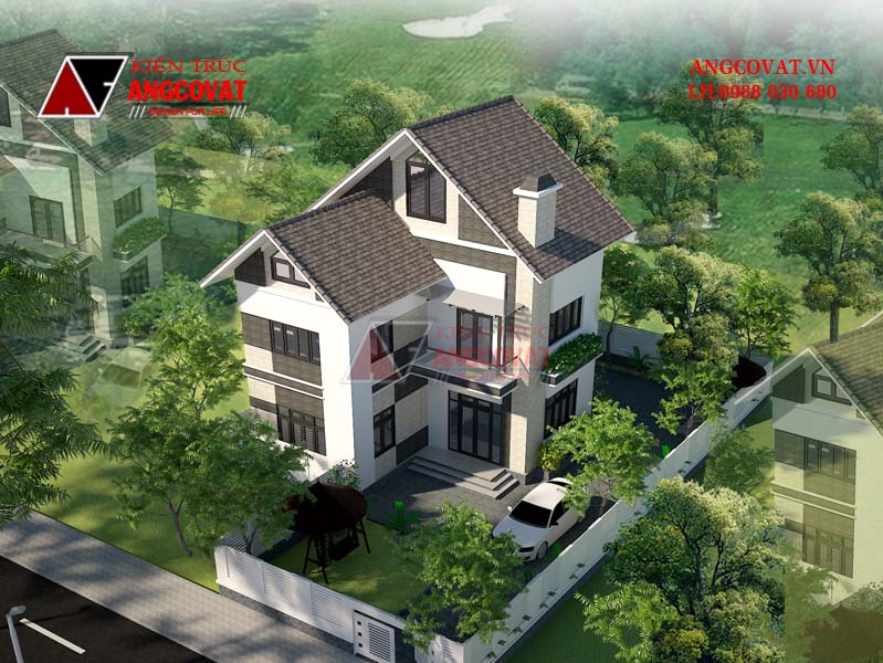 Mẫu thiết kế biệt thự mini 2 tầng 80m2 đẹp