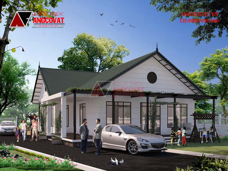 Phối cảnh 1: Mẫu biệt thự vườn 1 tầng 4 phòng ngủ rộng rãi