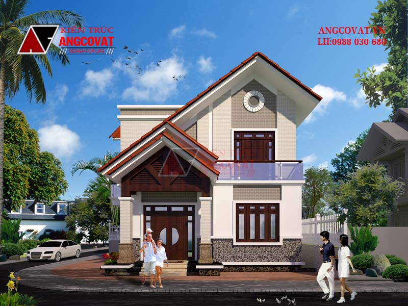 Phối cảnh view 2 -  Thiết kế mau nha mat tien rong 10m 2 tầng 