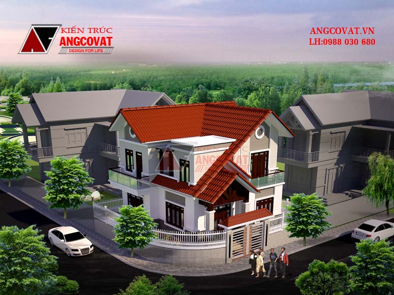 Phối cảnh view 3 - Thiết kế mau nha mat tien rong 10m 2 tầng đẹp