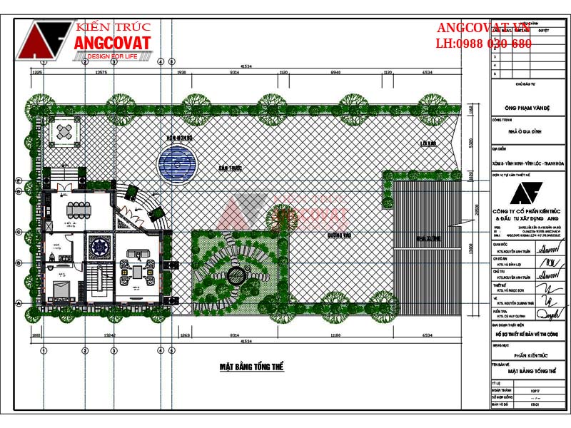 Mặt bằng tổng thể: Thiết kế nhà đẹp 130m2 2 tầng tân cổ điển mái thái đẹp