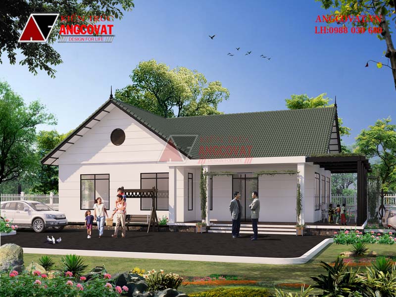 Phối cảnh 2: Biệt thự vườn 1 tầng 4 phòng ngủ đẹp mê ly