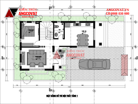 Mẫu thiết kế nhà 2 tầng 70m2 hình chữ L 800 triệu phong cách tân cổ điển mặt tiền 7m tại Thanh Hóa BT112125