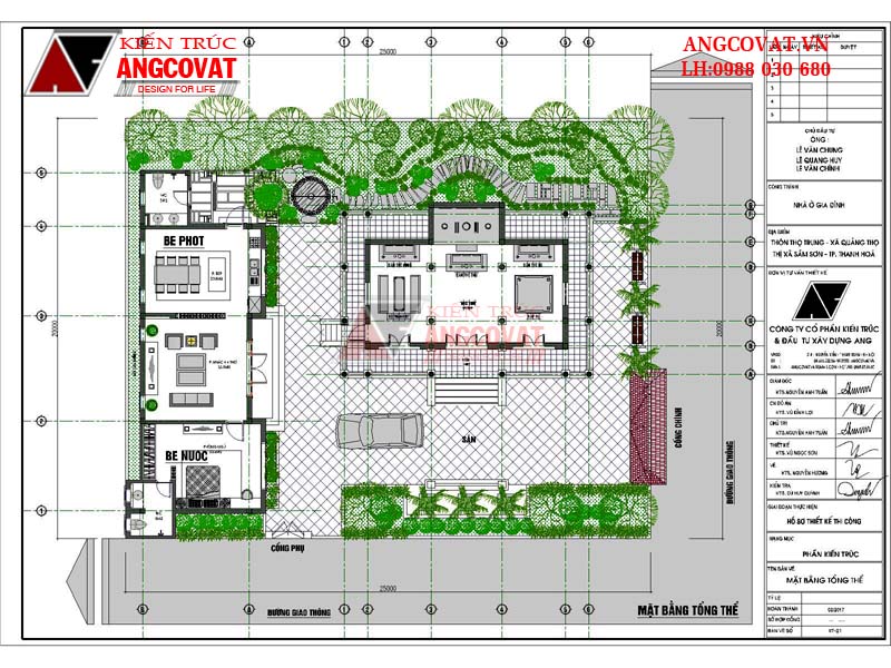 Mặt bằng tổng thể: thiết kế nhà cấp 4 3 gian kết hợp nhà thờ 100m2