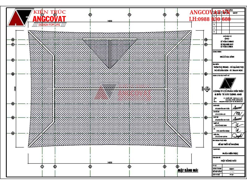 Mặt bằng mái: hồ sơ thiết kế nhà cấp 4 3 gian