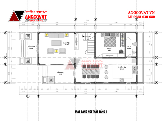 Mẫu thiết kế nhà 8x14m 2 tầng với 3 phòng ngủ đẹp tại Hòa Bình BT328046