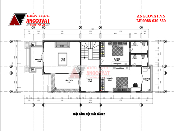 Mẫu thiết kế nhà 8x14m 2 tầng với 3 phòng ngủ đẹp tại Hòa Bình BT328046