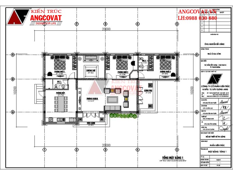 mẫu mặt bằng biệt thự 10x20m 140m2 3 phòng ngủ