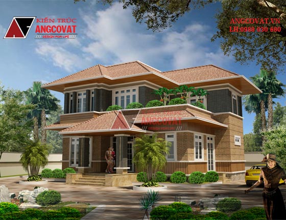 Mẫu thiết kế nhà diện tích 140m2 2 tầng mái thái 4 phòng ngủ đẹp lung linh tại Nam Định BT21565