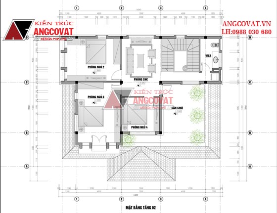 Mẫu thiết kế nhà diện tích 140m2 2 tầng mái thái 4 phòng ngủ đẹp lung linh tại Nam Định BT21565