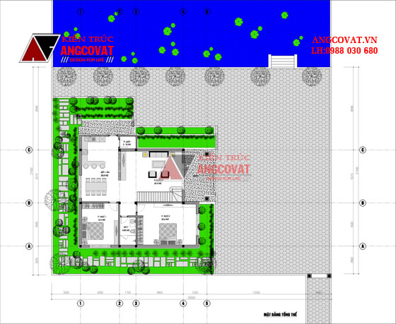 Mau thiet ke nha vuon dep 2 tầng 5 phòng ngủ mái thái đẹp diện tích 120m2