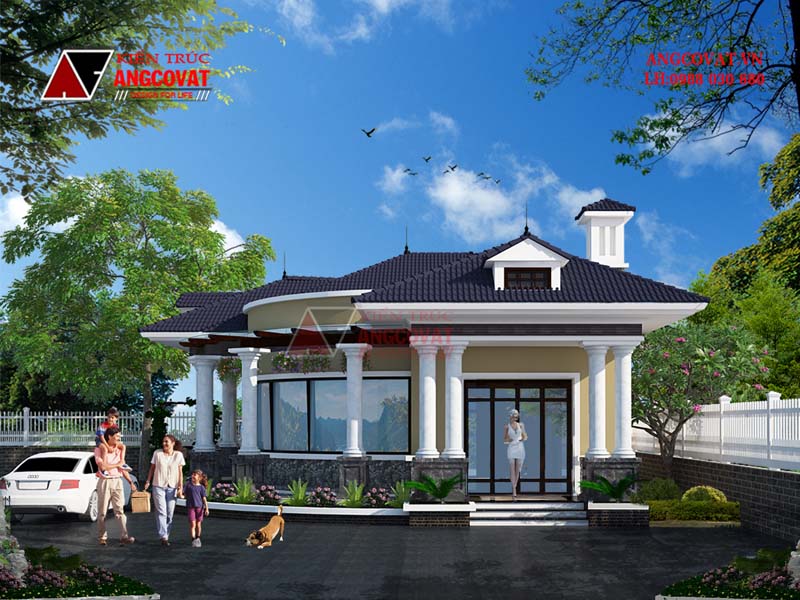 Phối cảnh view 2: Mẫu thiết kế nhà cấp 4 đẹp 3 phòng ngủ 1 phòng thờ