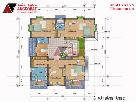 Bản vẽ biệt thự 10x12m 2 tầng 3 phòng ngủ mái thái đẹp BT48415